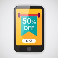 shopping sale sign flag flat icon with long shadow eps10 N6