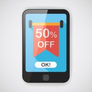 shopping sale sign flag flat icon with long shadow eps10 N7