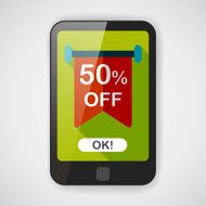 shopping sale sign flag flat icon with long shadow eps10 N8