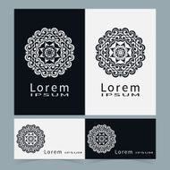 Black and white symbol stylized flower collection logo icon design