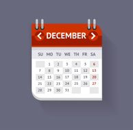Calendar December Flat Design Vector