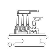 Concept of industrial factory buildings flat design style