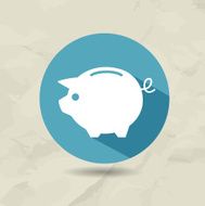 Piggy bank icon in flat style