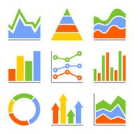 Graph and Charts Diagrams Infographic Set Elements Vector
