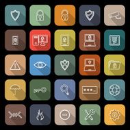 Security line flat icons with long shadow N2