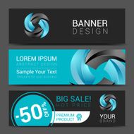 business set of modern turquoise vector banners