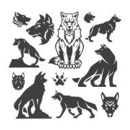 Set Wolfs vector illustrations