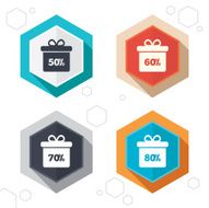 Sale gift box tag icons Discount symbols N6