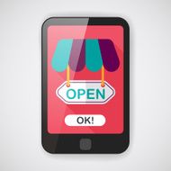 shopping store sign flat icon with long shadow eps10 N14