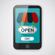 shopping store sign flat icon with long shadow eps10 N16