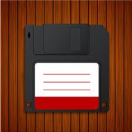 Vector modern diskette on wooden background N3