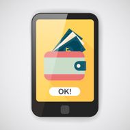 wallet flat icon with long shadow eps10 N8