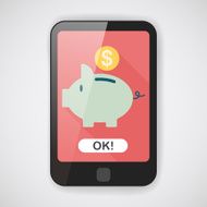 Piggy bank flat icon with long shadow eps10