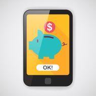 Piggy bank flat icon with long shadow eps10 N2