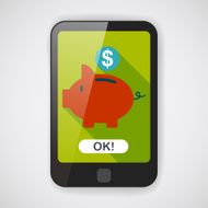Piggy bank flat icon with long shadow eps10 N4