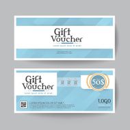 Gift voucher design vector template layout for business card gift set blue