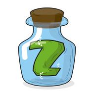 Z in laboratory bottle Letter magical vessel w