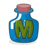 M in bottle Green letter jar Magic potion bottle
