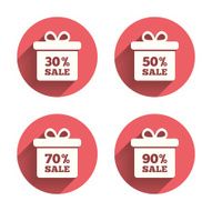 Sale gift box tag icons Discount symbols N13