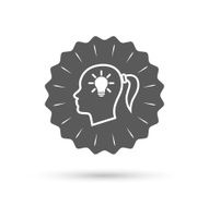 Head with lamp bulb sign icon Female woman head N2