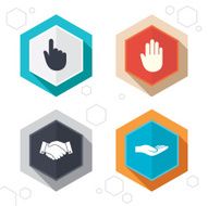 Hand icons Handshake and click here symbols N4