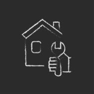 House repair icon drawn in chalk