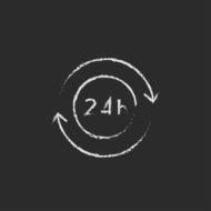 Service 24 hrs icon drawn in chalk