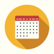 Flat Design Calendar Icon With Long Shadow