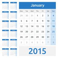 Simple european 2015 year vector calendar