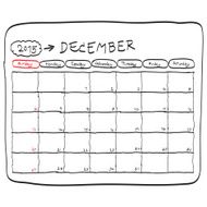 december 2015 planning calendar doodles hand drawn