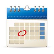 Calendar icon with day marking on white background