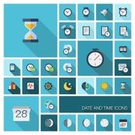 Date and time pictograms in graphic illustration