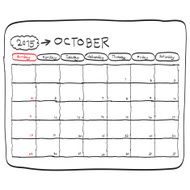 october 2015 planning calendar doodles hand drawn