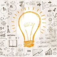 Light bulb with drawing business success strategy