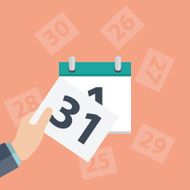 Vector illustration Flat background with hand and calendar