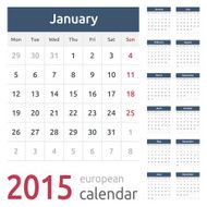 Simple european 2015 year vector calendar N3