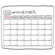 november 2015 planning calendar doodles hand drawn
