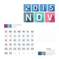 2015 Calendar Vector Design November