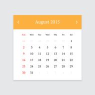 Calendar page for August 2015 N2