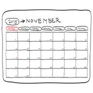 november 2015 planning calendar doodles hand drawn N2