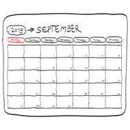 september 2015 planning calendar doodles hand drawn N2