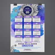 Calendar with watercolor paint 2015 design N2