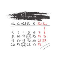 Handdrawn calendar February 2015 Vector