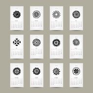 Calendar grid 2015 for your design ethnic ornament