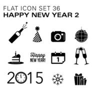 Flat icons New Years Black