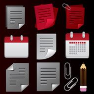Office supply and calendar icons