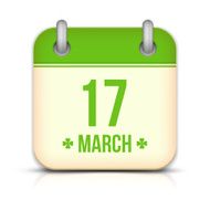 Saint Patrick&#039;s day calendar icon with reflection 17 march