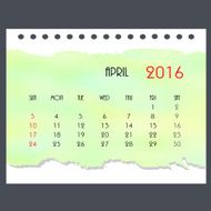 Light green calendar on new year 2016 N2