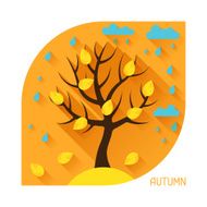 Seasonal illustration with autumn tree in flat style