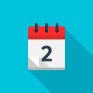 Flat calendar icon Date and time background Number 2